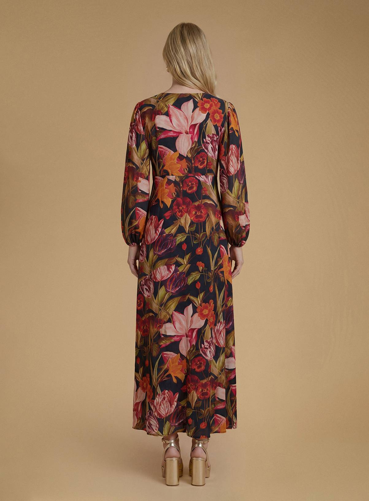 OASIS Volume Sleeve Printed Viscose Midaxi Dress 6 - Image 2